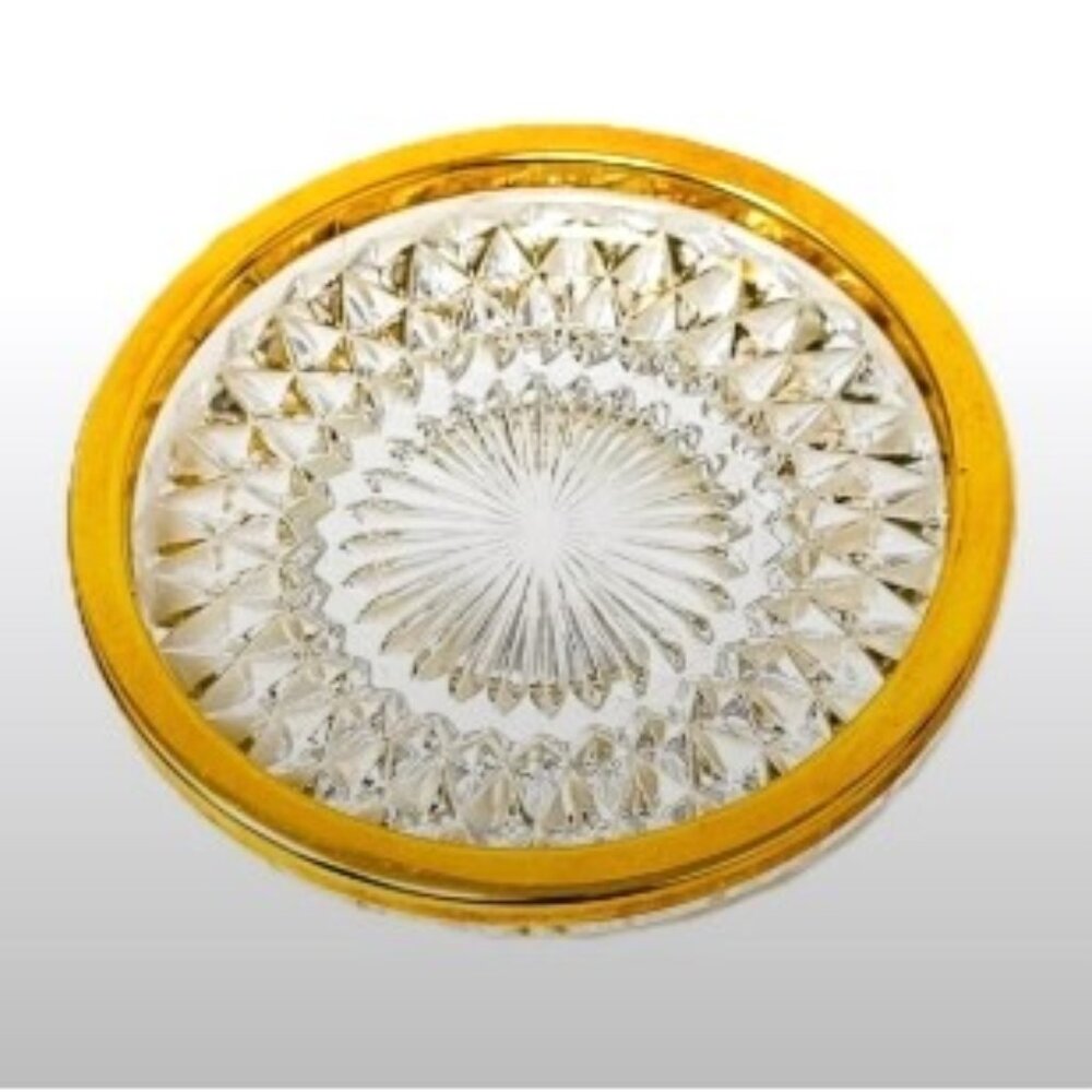 24K Gold Rimmed Lead Crystal Coaster - 1950s/1960s Germany 4 inch